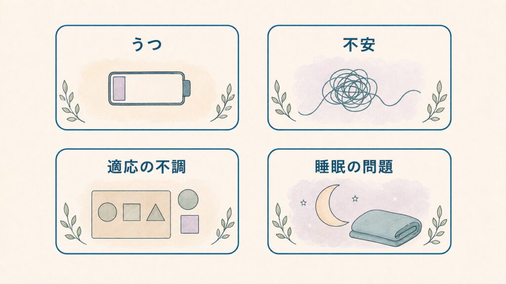 大人に多い二次障害を四つに分類した図
