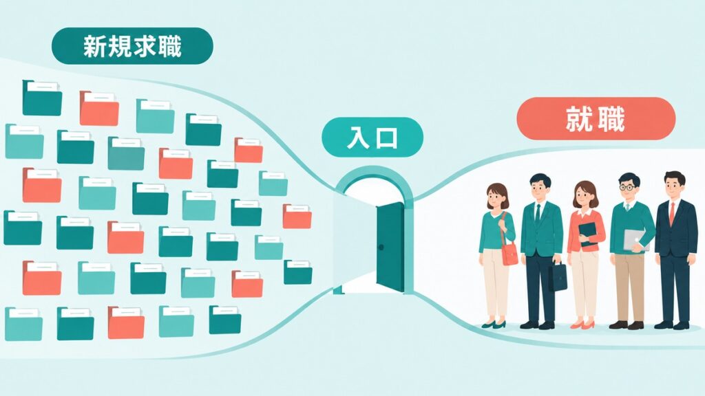 新規求職の申込みと就職の関係を数値なしで示す図