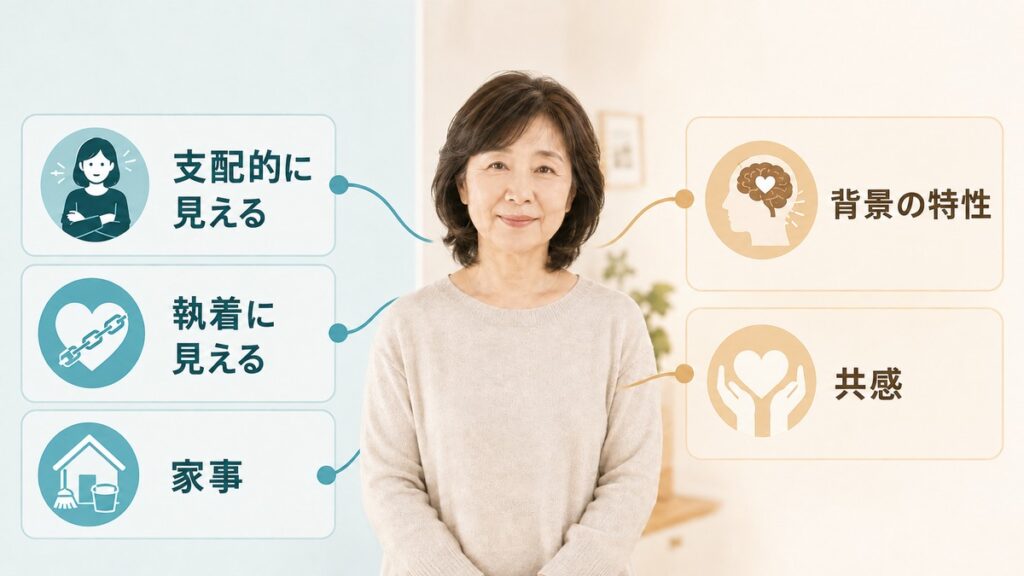 母親の言動の見え方と背景にある特性を対応させた図